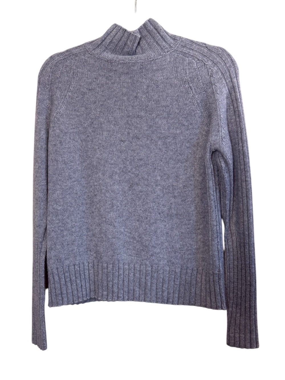 360 Cashmere Women’s Heather Gray Mock Neck Seamed Ribbed-Sleeve Sweater sz S